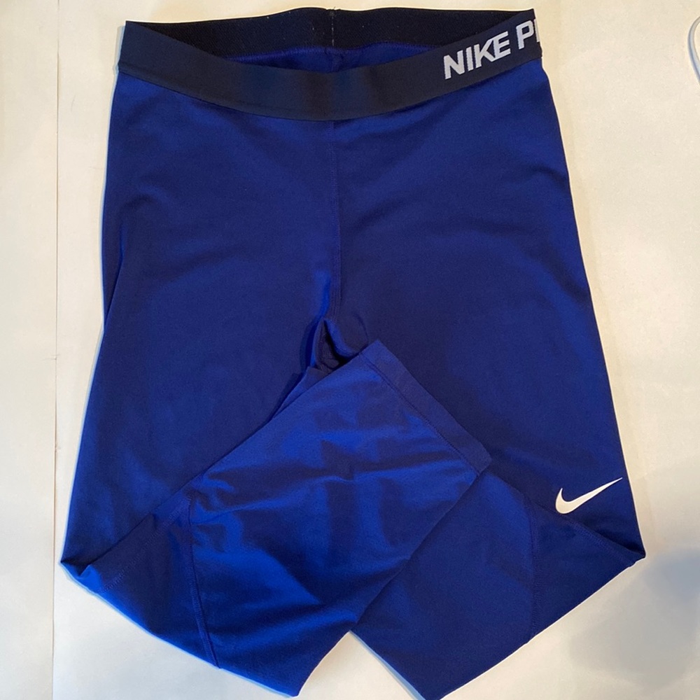Nike Pro Dri Fit Stretch Blue Women’s Capri Running Tights Sz L